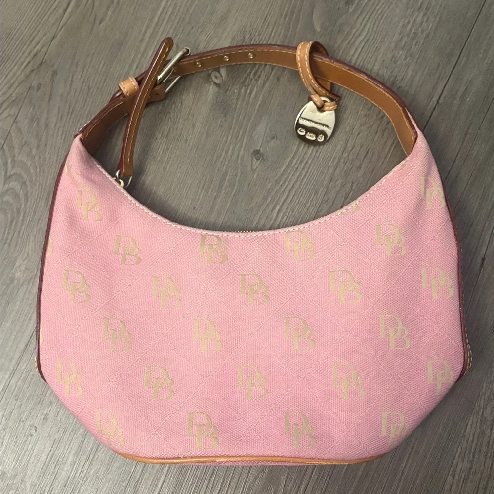 Dooney & Bourke Pink Monogram Mini Hobo Shoulder Bag Vintage Y2K